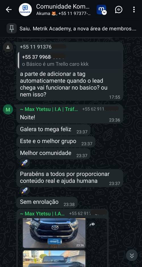 Depoimento real de cliente ou aluno Metrik 4