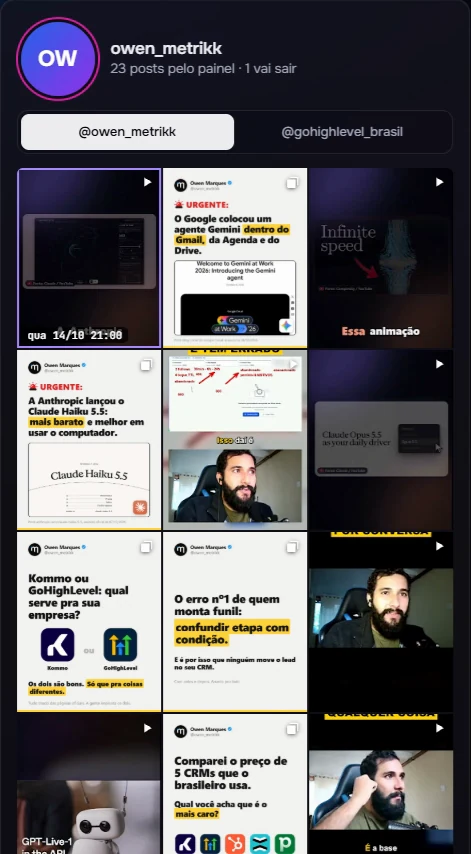 Feed do Instagram no Metrik Social Publisher